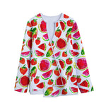 Summer Fruits Watermelon Pattern Print Long Sleeve Short Coat