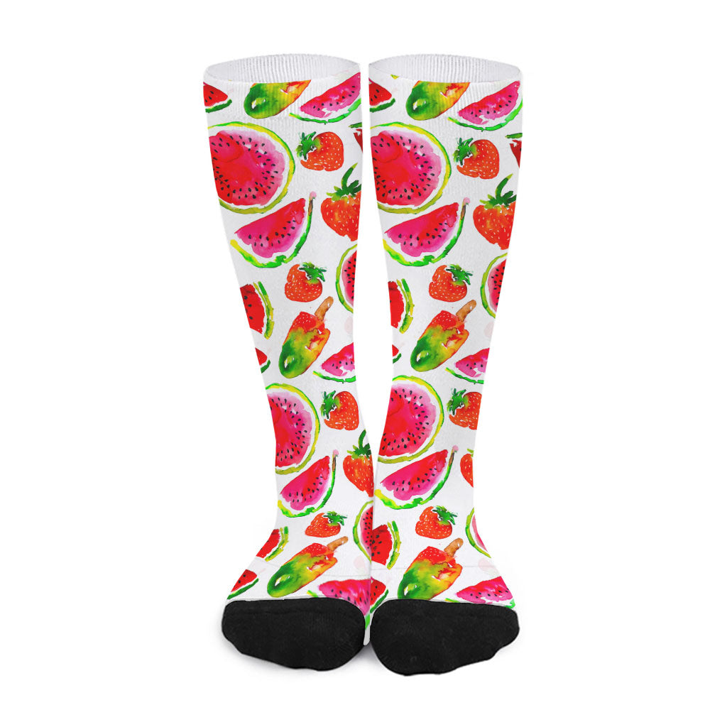 Summer Fruits Watermelon Pattern Print Long Socks