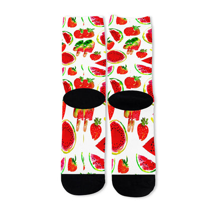 Summer Fruits Watermelon Pattern Print Long Socks
