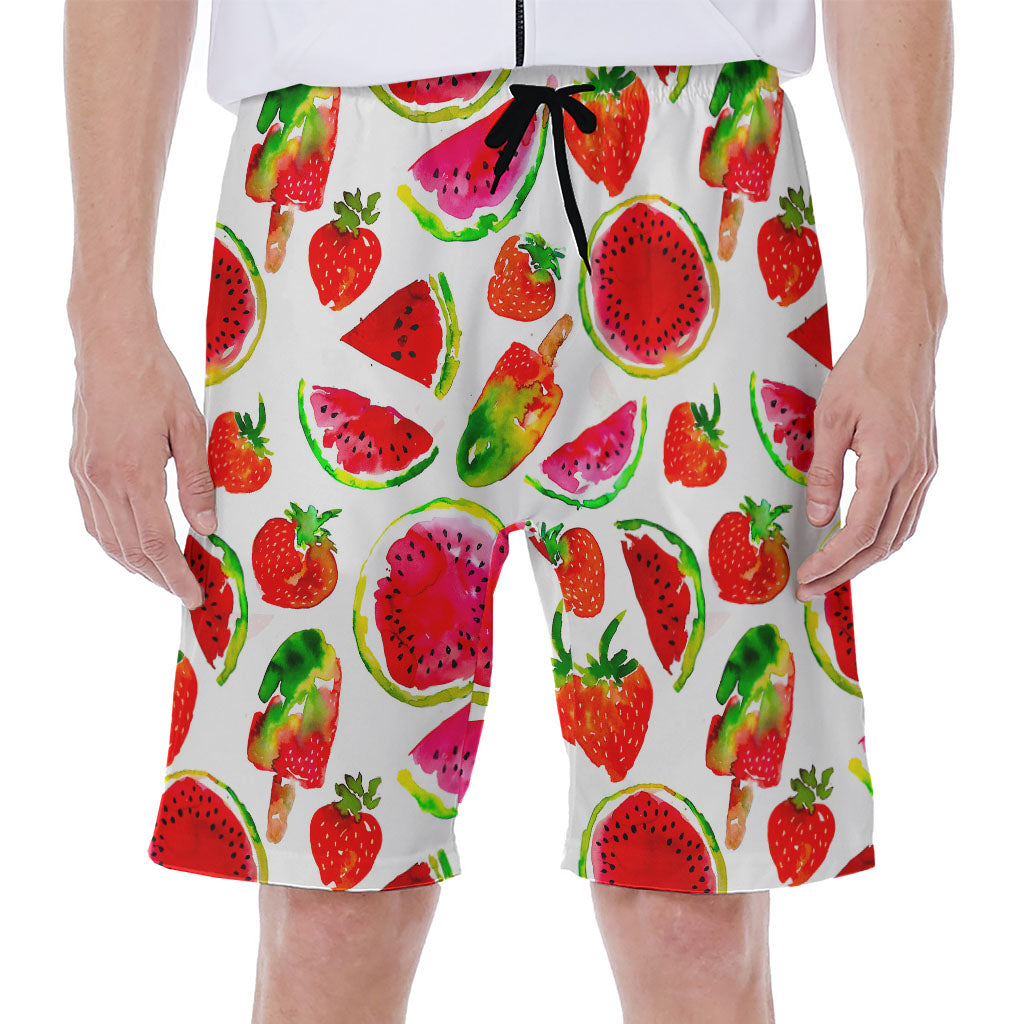 Summer Fruits Watermelon Pattern Print Men's Beach Shorts