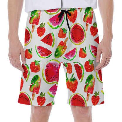 Summer Fruits Watermelon Pattern Print Men's Beach Shorts