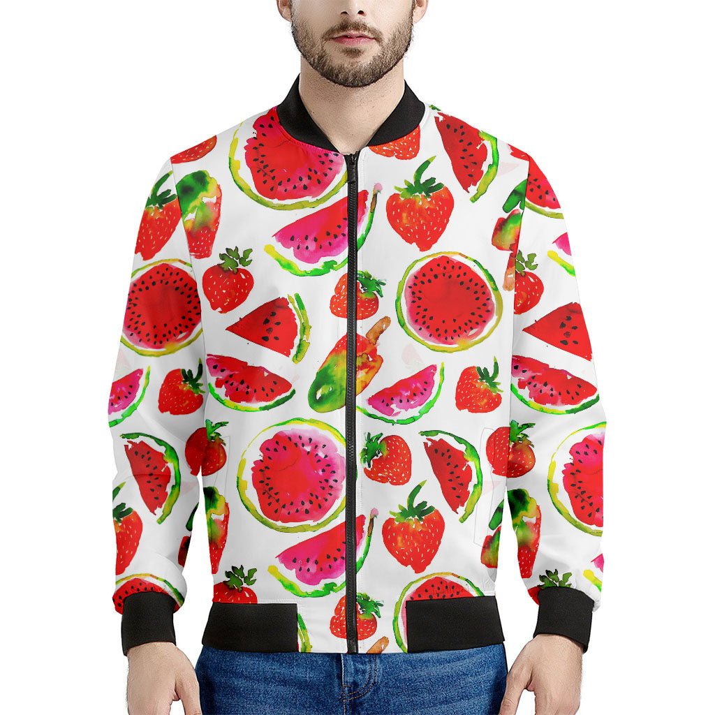 Summer Fruits Watermelon Pattern Print Men's Bomber Jacket