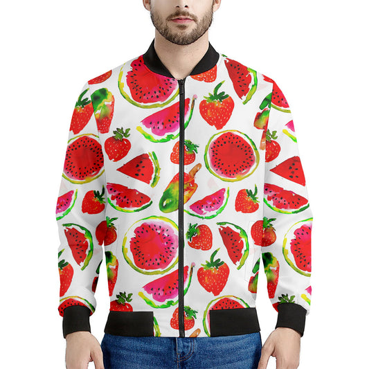 Summer Fruits Watermelon Pattern Print Men's Bomber Jacket