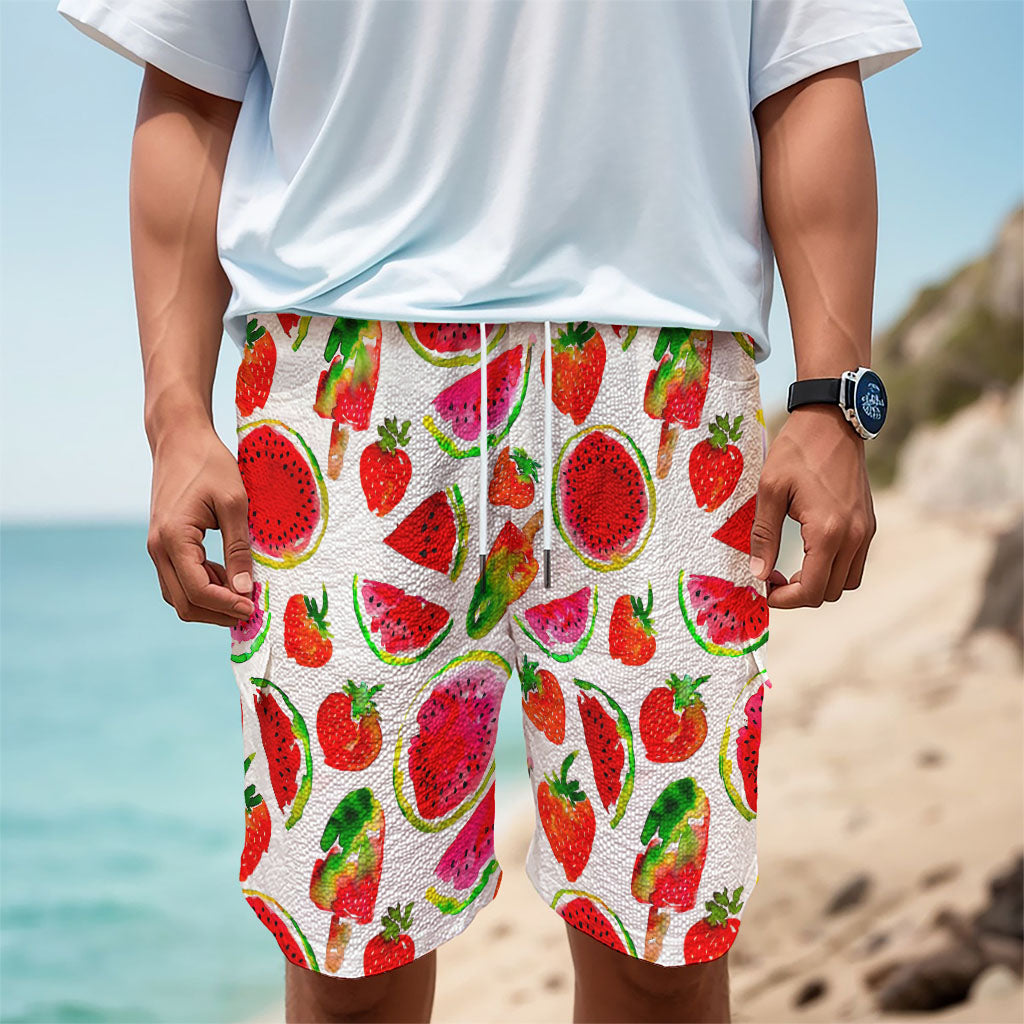 Summer Fruits Watermelon Pattern Print Men's Cargo Shorts