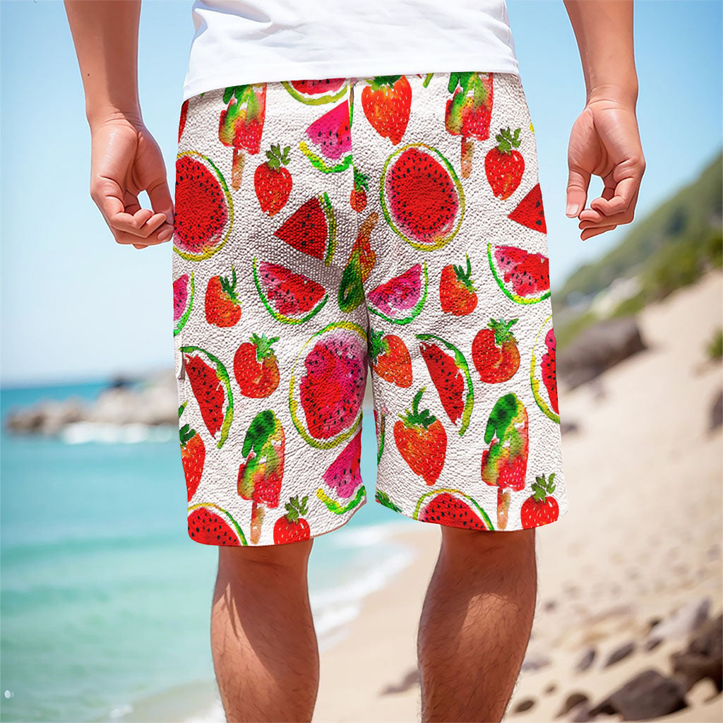 Summer Fruits Watermelon Pattern Print Men's Cargo Shorts