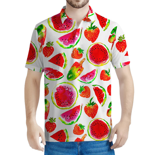 Summer Fruits Watermelon Pattern Print Men's Polo Shirt