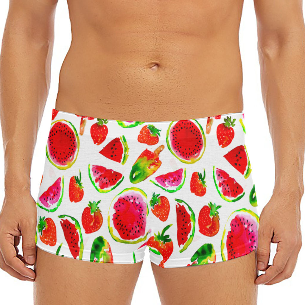 Summer Fruits Watermelon Pattern Print Men's Short Boxer Briefs