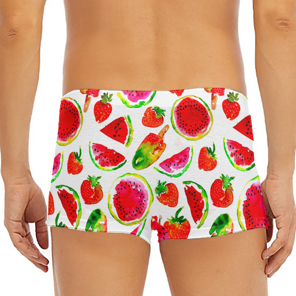 Summer Fruits Watermelon Pattern Print Men's Short Boxer Briefs