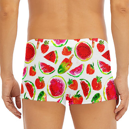 Summer Fruits Watermelon Pattern Print Men's Short Boxer Briefs