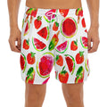 Summer Fruits Watermelon Pattern Print Men's Split Running Shorts