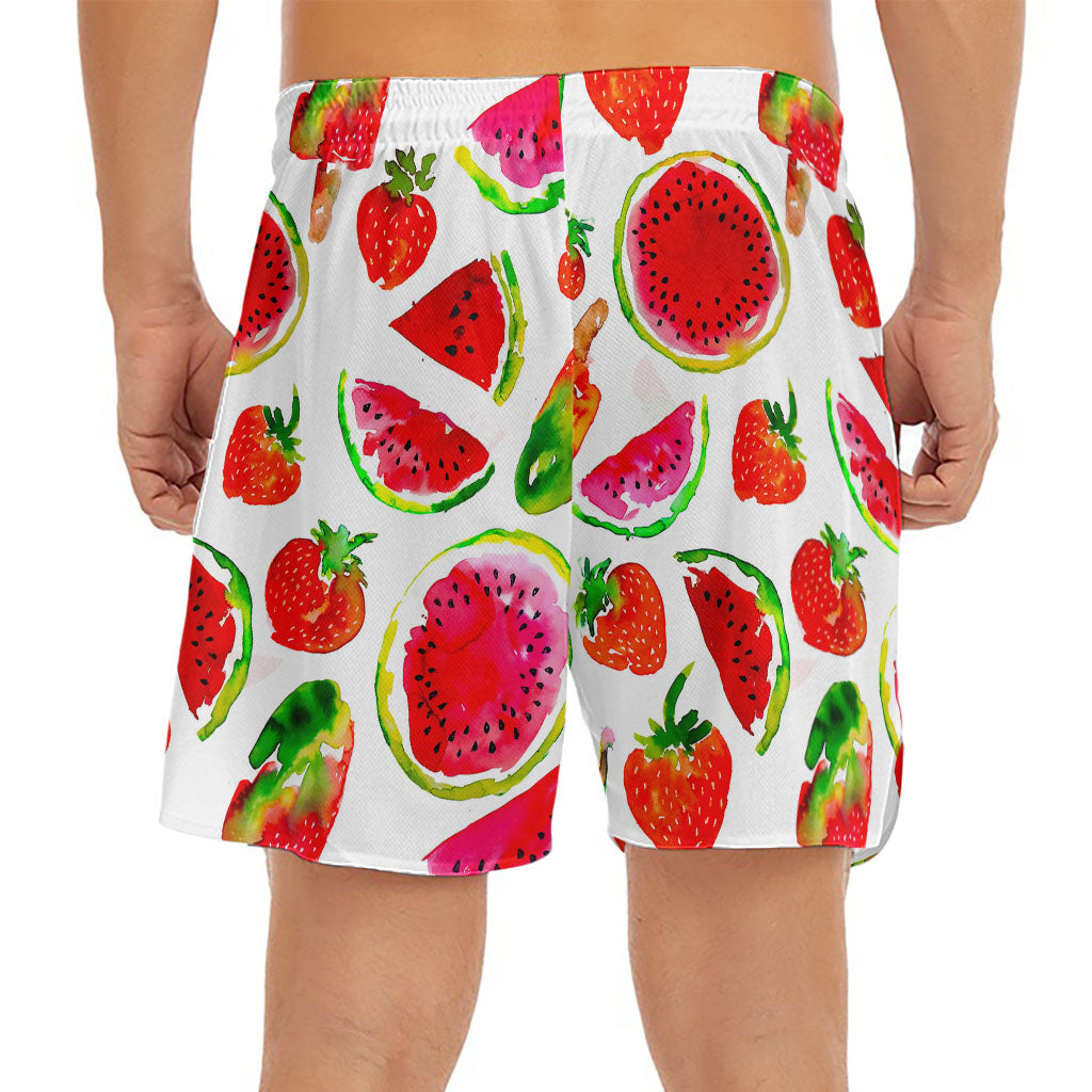 Summer Fruits Watermelon Pattern Print Men's Split Running Shorts