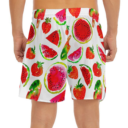 Summer Fruits Watermelon Pattern Print Men's Split Running Shorts