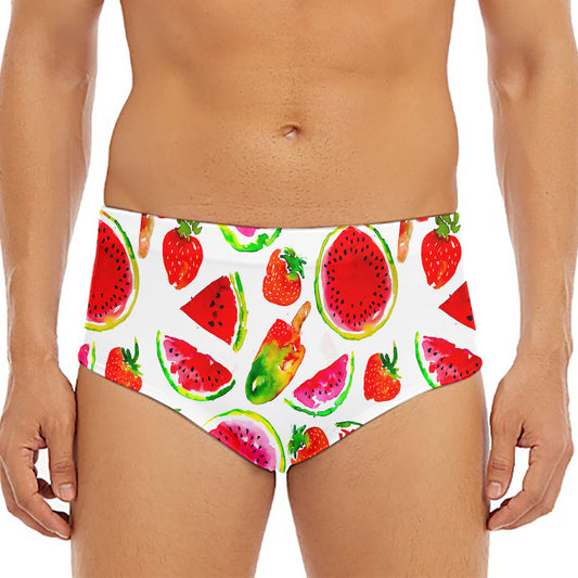 Summer Fruits Watermelon Pattern Print Men's Triangle Swim Briefs
