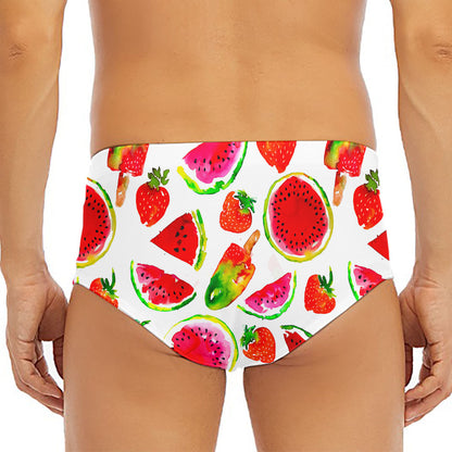 Summer Fruits Watermelon Pattern Print Men's Triangle Swim Briefs