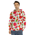 Summer Fruits Watermelon Pattern Print Men's Velvet Pullover Hoodie