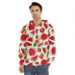 Summer Fruits Watermelon Pattern Print Men's Velvet Pullover Hoodie