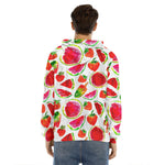 Summer Fruits Watermelon Pattern Print Men's Velvet Pullover Hoodie