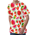 Summer Fruits Watermelon Pattern Print Men's Velvet T-Shirt