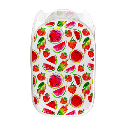 Summer Fruits Watermelon Pattern Print Mesh Laundry Hamper