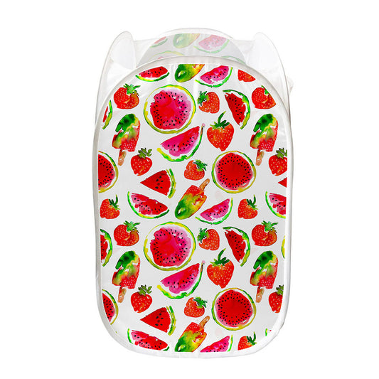 Summer Fruits Watermelon Pattern Print Mesh Laundry Hamper