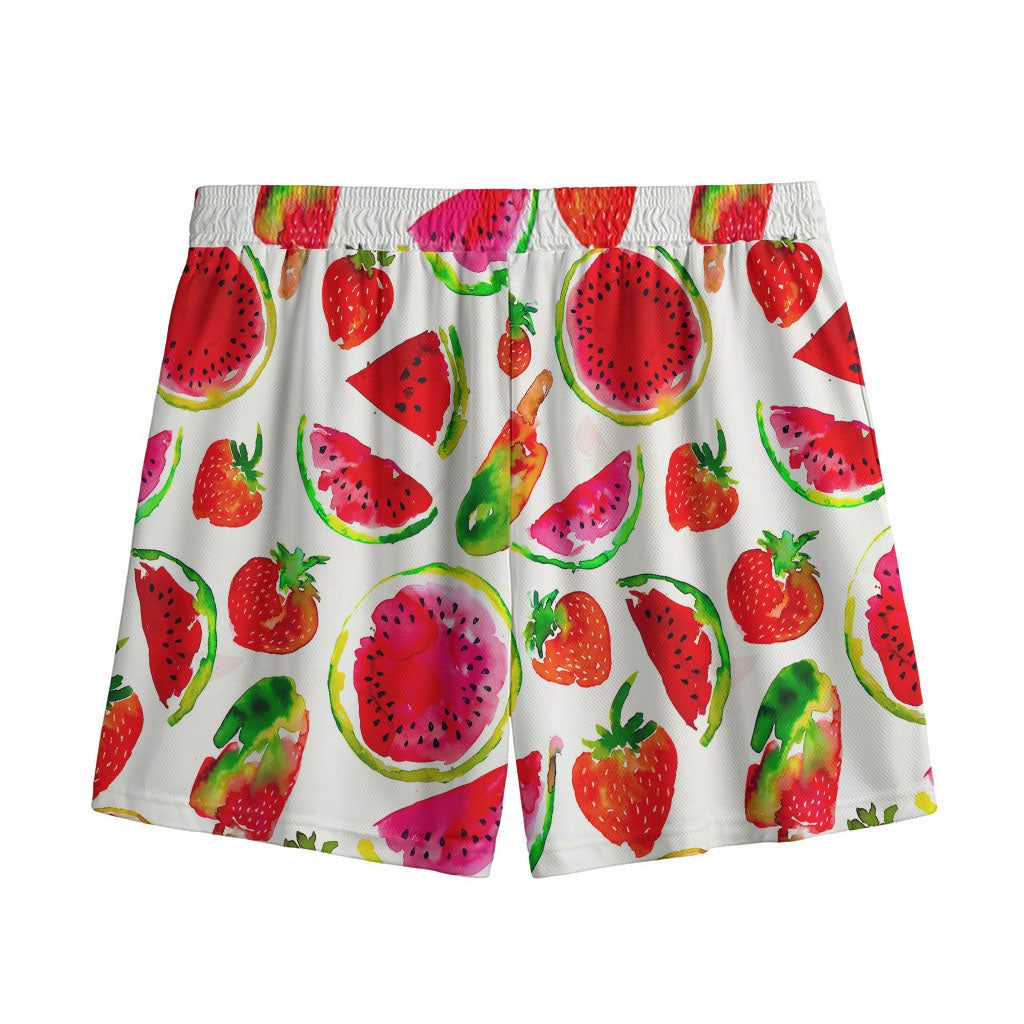 Summer Fruits Watermelon Pattern Print Mesh Shorts