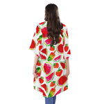 Summer Fruits Watermelon Pattern Print Open Front Beach Cover Up