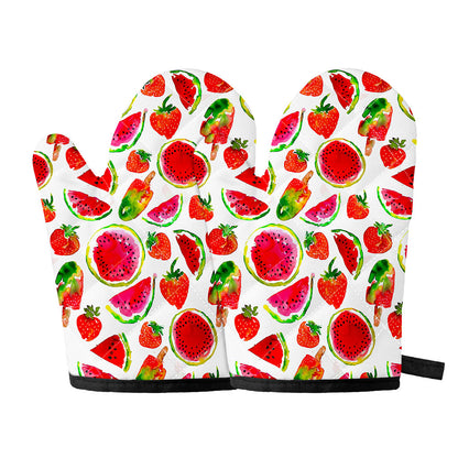Summer Fruits Watermelon Pattern Print Oven Mitts