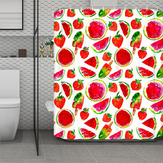 Summer Fruits Watermelon Pattern Print Polyester Shower Curtain