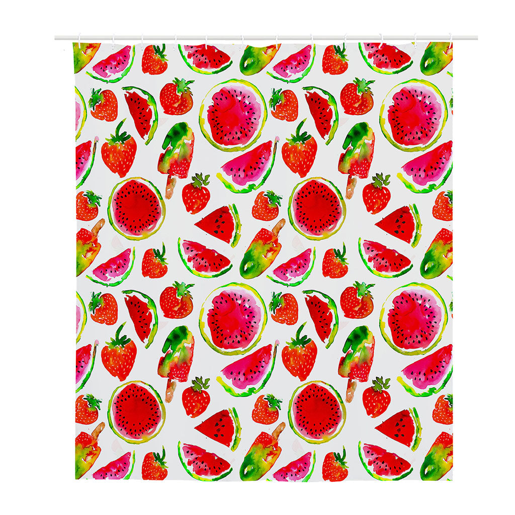 Summer Fruits Watermelon Pattern Print Polyester Shower Curtain