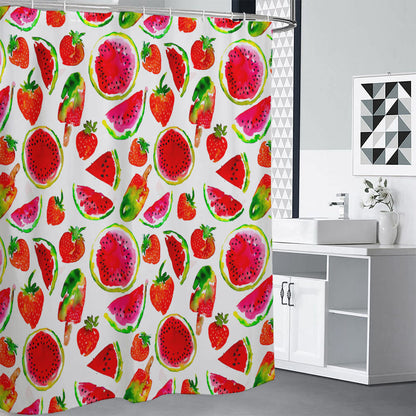 Summer Fruits Watermelon Pattern Print Premium Shower Curtain