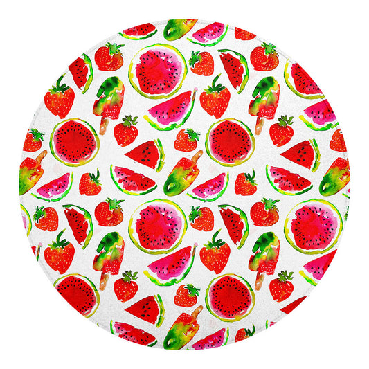 Summer Fruits Watermelon Pattern Print Round Blanket