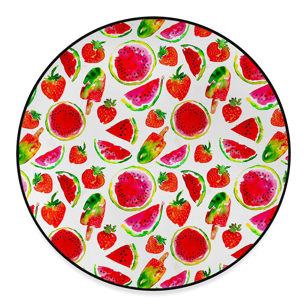 Summer Fruits Watermelon Pattern Print Round Floor Mat