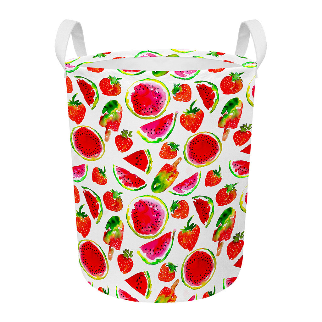 Summer Fruits Watermelon Pattern Print Round Laundry Basket