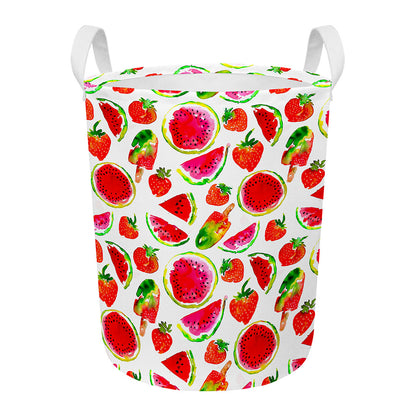 Summer Fruits Watermelon Pattern Print Round Laundry Basket
