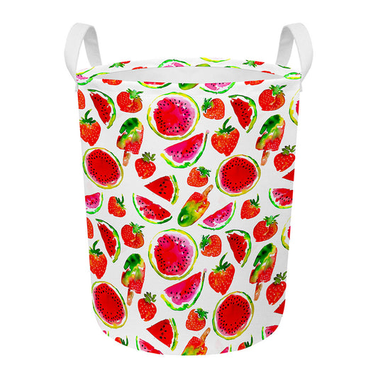 Summer Fruits Watermelon Pattern Print Round Laundry Basket