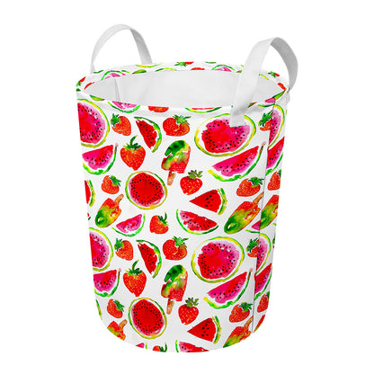 Summer Fruits Watermelon Pattern Print Round Laundry Basket