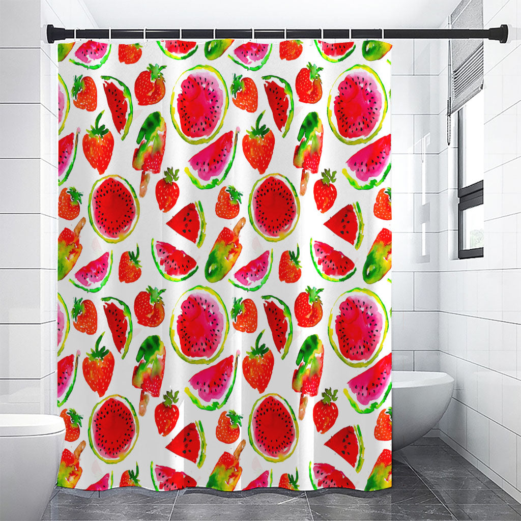 Summer Fruits Watermelon Pattern Print Shower Curtain