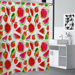 Summer Fruits Watermelon Pattern Print Shower Curtain