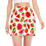 Summer Fruits Watermelon Pattern Print Side Slit Mini Skirt