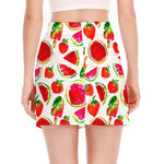 Summer Fruits Watermelon Pattern Print Side Slit Mini Skirt