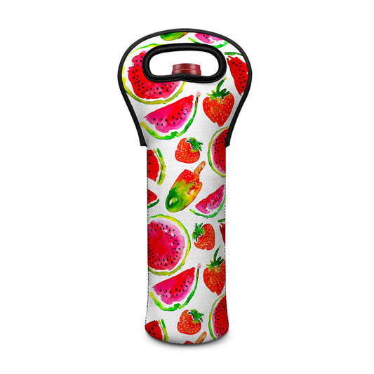 Summer Fruits Watermelon Pattern Print Single Neoprene Wine Tote