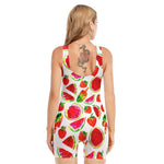 Summer Fruits Watermelon Pattern Print Sleeveless One Piece Swimsuit