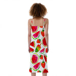 Summer Fruits Watermelon Pattern Print Slim Fit Midi Cami Dress