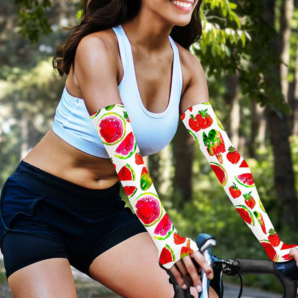 Summer Fruits Watermelon Pattern Print Sun Protection Arm Sleeves
