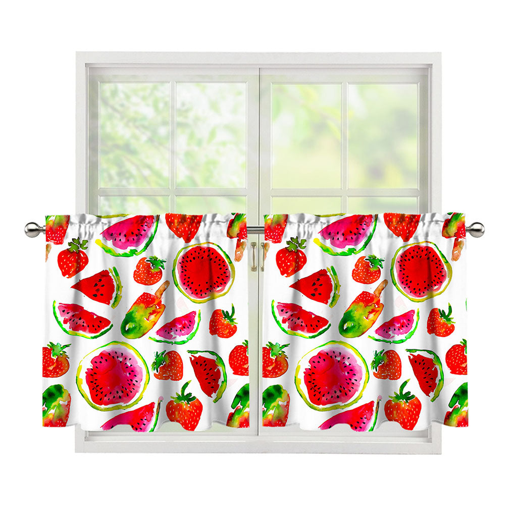Summer Fruits Watermelon Pattern Print Tier Curtains