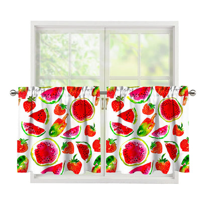 Summer Fruits Watermelon Pattern Print Tier Curtains