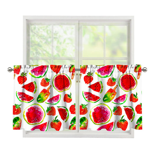 Summer Fruits Watermelon Pattern Print Tier Curtains