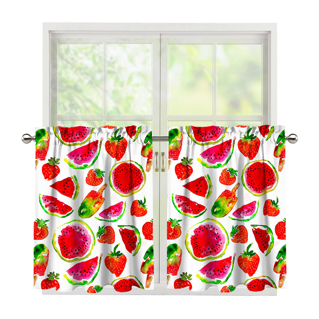 Summer Fruits Watermelon Pattern Print Tier Curtains