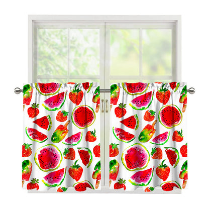 Summer Fruits Watermelon Pattern Print Tier Curtains