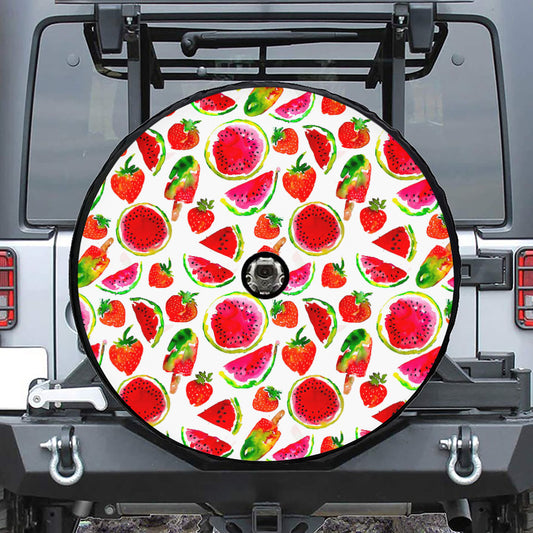 Summer Fruits Watermelon Pattern Print Tire Cover With Camera Hole